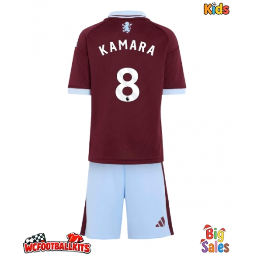 Aston Villa Boubacar Kamara #8 Replica Home Stadium Kit for Kids 2026-27 Short Sleeve (+ pants)